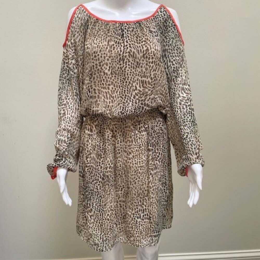 Vince Camuto NWT Khaki Animal Print Cold Shoulder Dress Size M